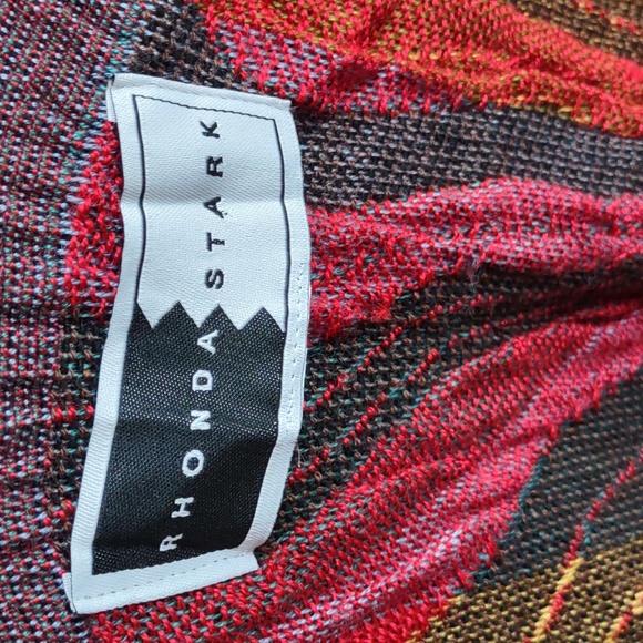 Rhonda Stark Wrap Shawl Poncho Red Orange Rust Tones One Size Fits All - Picture 2 of 5